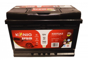 Akumulátory - Akumulátor König EFB 12V/72Ah 760A 278x175x190 KE572A3 P+