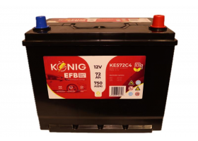 Akumulátory - Akumulátor König EFB 12V/72Ah 750A 259x175x222 KE572C4 P+