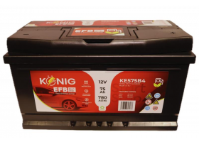 Akumulátory - Akumulátor König EFB 12V/75Ah 780A 315x175x175 KE575B4 P+