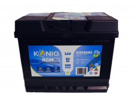 Akumulátory - Akumulátor König AGM 12V/60Ah 680A 242x175x190 KA560A2 P+