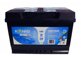Akumulátory - Akumulátor König AGM 12V/70Ah 760A 278x175x190 KA570A3 P+