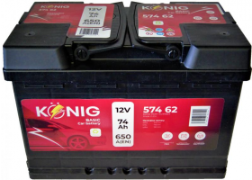 Akumulátory - Akumulátor König Basic 12V/74Ah 650A 278x175x190 K57462